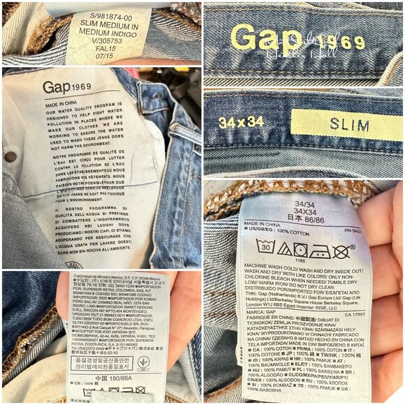 Gap Medium Indigo Slim Fit Denim Jeans Size 34/34 - Picture 4 of 4